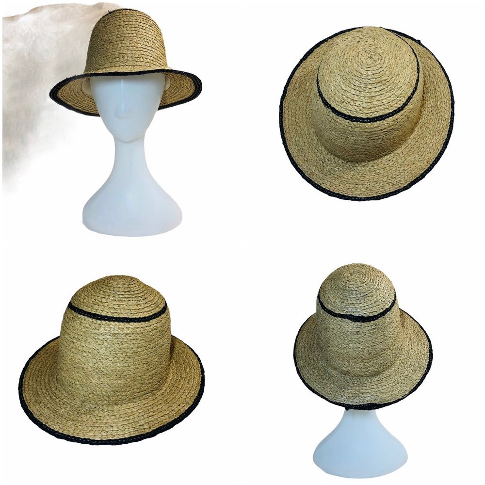 Zara Natural Straw Hat Black Trim
